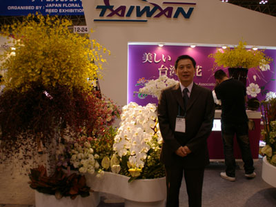 台湾パビリオンでは、ファレノプシスをはじめ、トルコギキョウ、オンシジウムなど、日本向けに輸出できる花を幅広く展示