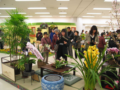 当番県・神奈川県の特別展示の一つ。室内での花装飾を提案する